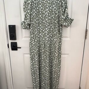 Free People floral green short Sleeve Dress